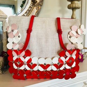 Nanette Lepore red and tan tote